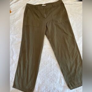 Eileen Fisher Soft Cotton Olive Straight Leg Pants